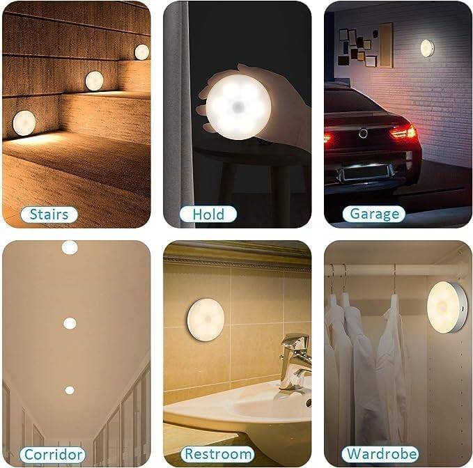 Kyrotech Usb Şarjlı Hareket Sensörlü Otomatik 8 Led Aydınlatma Işık Mıknatıslı Koridor, Banyo, Dolap, Merdiven, Gece Lambası, Mutfak, Balkon Dekorasyonu, Amber Renk 4000K Günışığı Delme Gerektirmez - 14