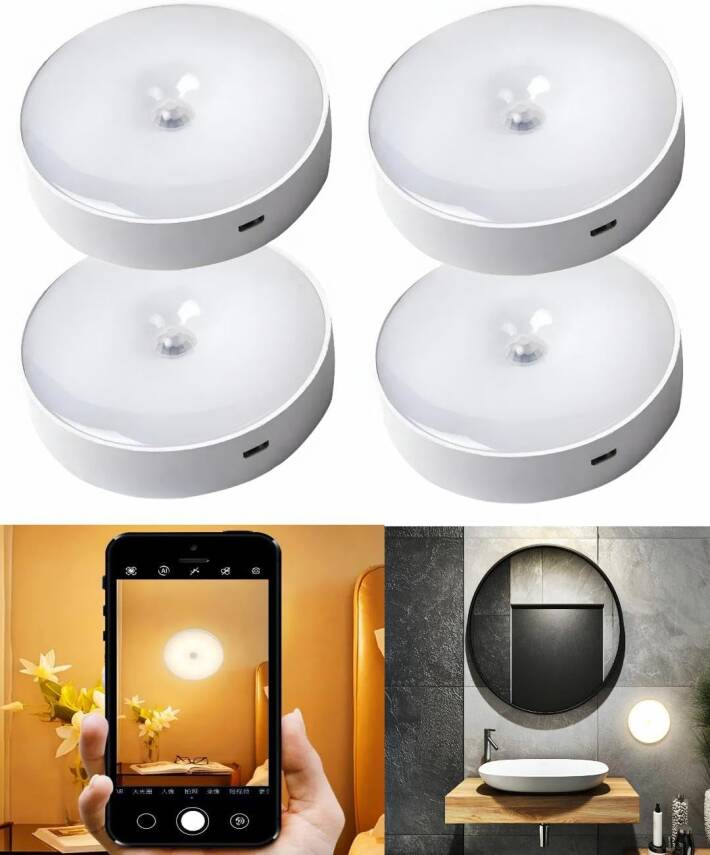 Kyrotech Usb Şarjlı Hareket Sensörlü Otomatik 8 Led Aydınlatma Işık Mıknatıslı Koridor, Banyo, Dolap, Merdiven, Gece Lambası, Mutfak, Balkon Dekorasyonu, Amber Renk 4000K Günışığı Delme Gerektirmez - 19