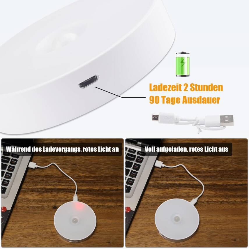 Kyrotech Usb Şarjlı Hareket Sensörlü Otomatik 8 Led Aydınlatma Işık Mıknatıslı Koridor, Banyo, Dolap, Merdiven, Gece Lambası, Mutfak, Balkon Dekorasyonu, Amber Renk 4000K Günışığı Delme Gerektirmez - 25