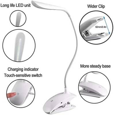 Şarjlı Led Kitap Okuma Lambası Şarjlı Led Masa Lambası 3 Modlu - 4