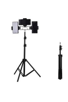 Tripod 2 Metre Telefon Tutucu Tripod Ayak 3 Adet Telefon Tutucu 1 Adet Multi Pozisyon Adaptör - 1
