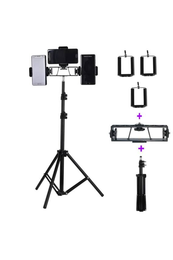 Tripod 2 Metre Telefon Tutucu Tripod Ayak 3 Adet Telefon Tutucu 1 Adet Multi Pozisyon Adaptör - 2